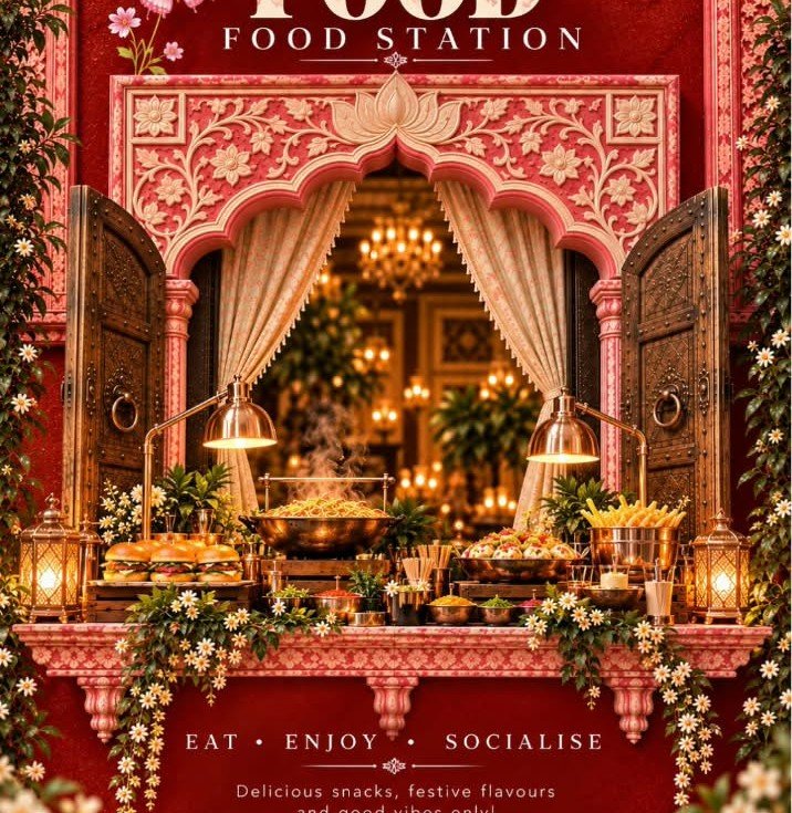 A festive food station filled with snacks